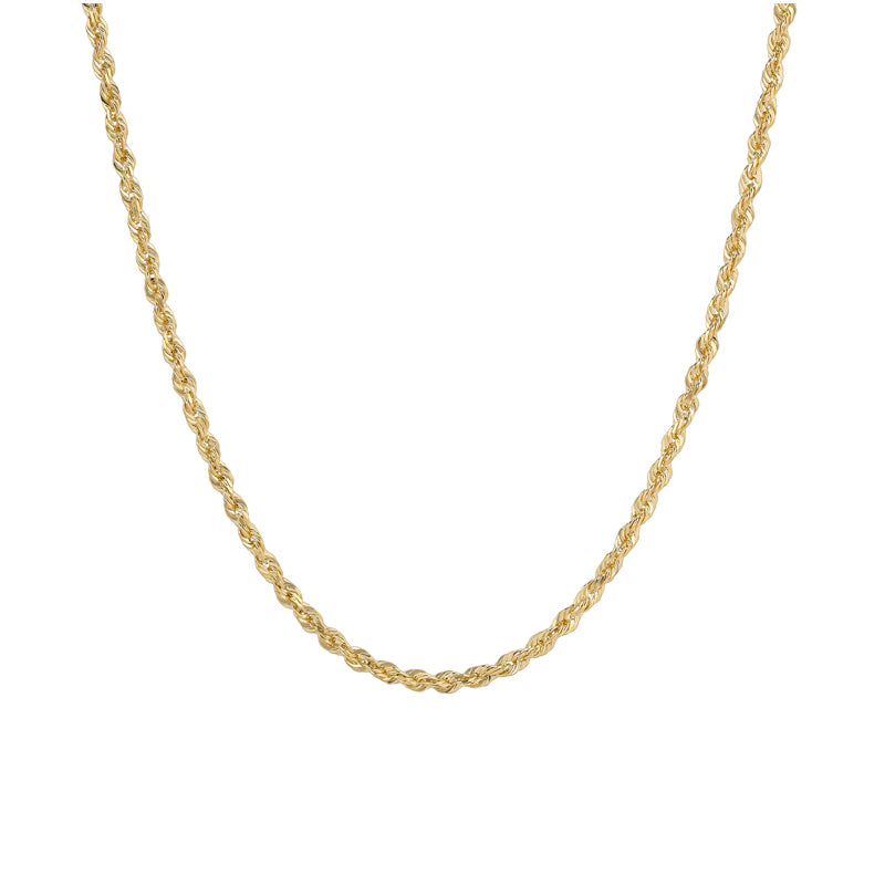 14K REAL Solid  Solid Yellow Gold 1.50mm-10.00mm Diamond Cut ROPE Chain