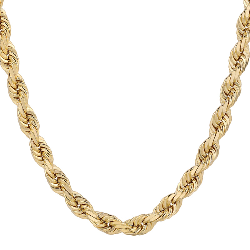 14K REAL Solid  Solid Yellow Gold 1.50mm-10.00mm Diamond Cut ROPE Chain