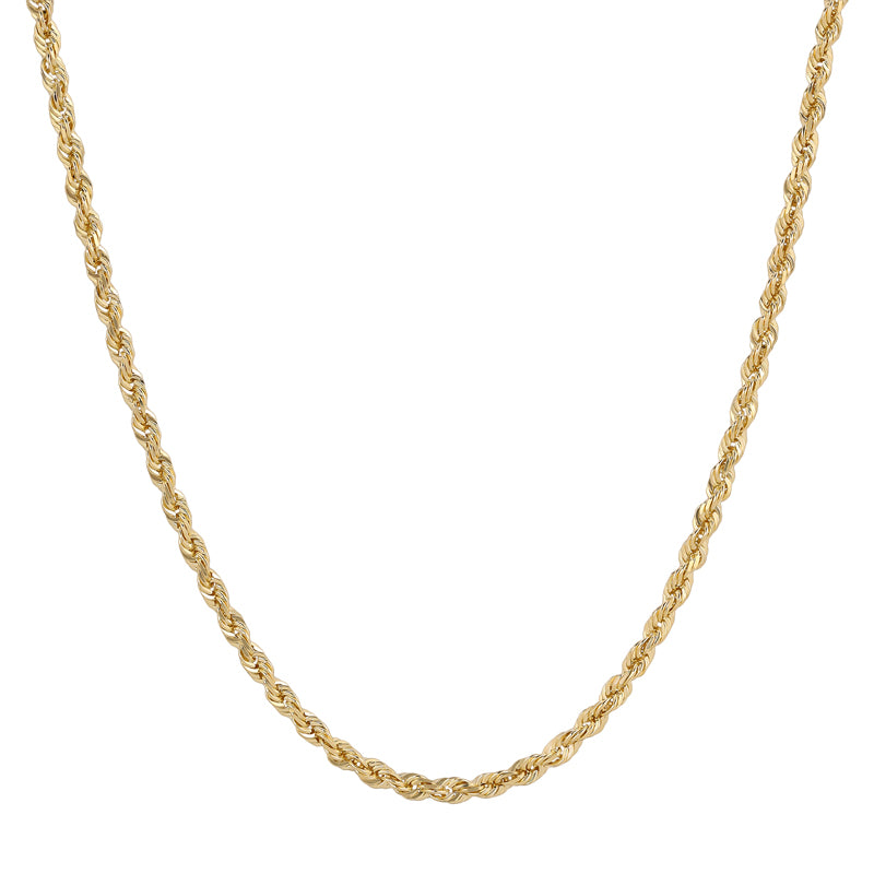 10K REAL Hollow Yellow Gold 1.50mm-7.00mm Diamond Cut ROPE Chain