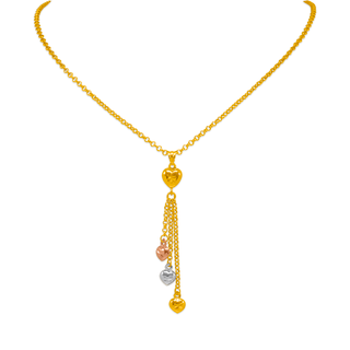 14K Yellow Tricolor Charm Necklace