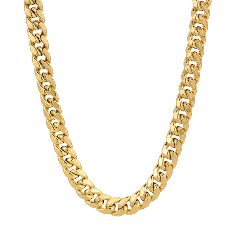 10K REAL Hollow Yellow Gold 3.00mm-11.00mm MIAMI CUBAN Chain