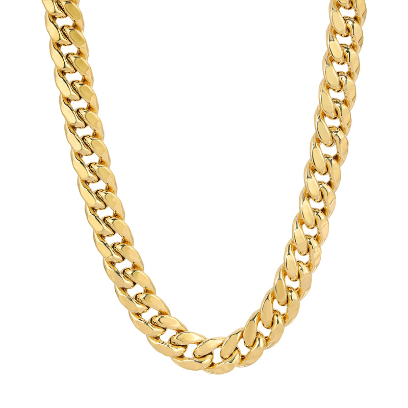 10K REAL Hollow Yellow Gold 3.00mm-11.00mm MIAMI CUBAN Chain