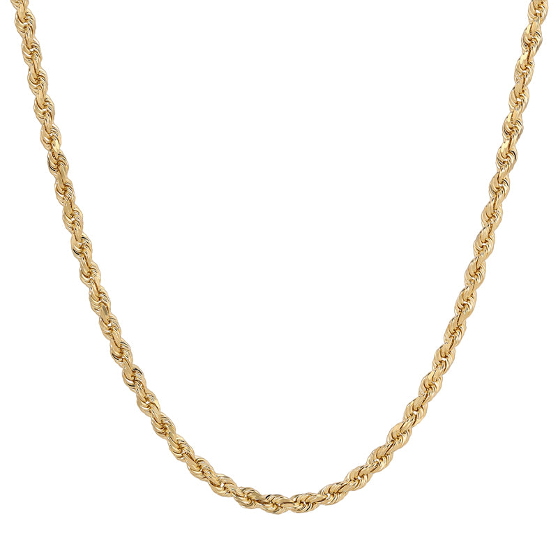 14K REAL Solid  Solid Yellow Gold 1.50mm-10.00mm Diamond Cut ROPE Chain