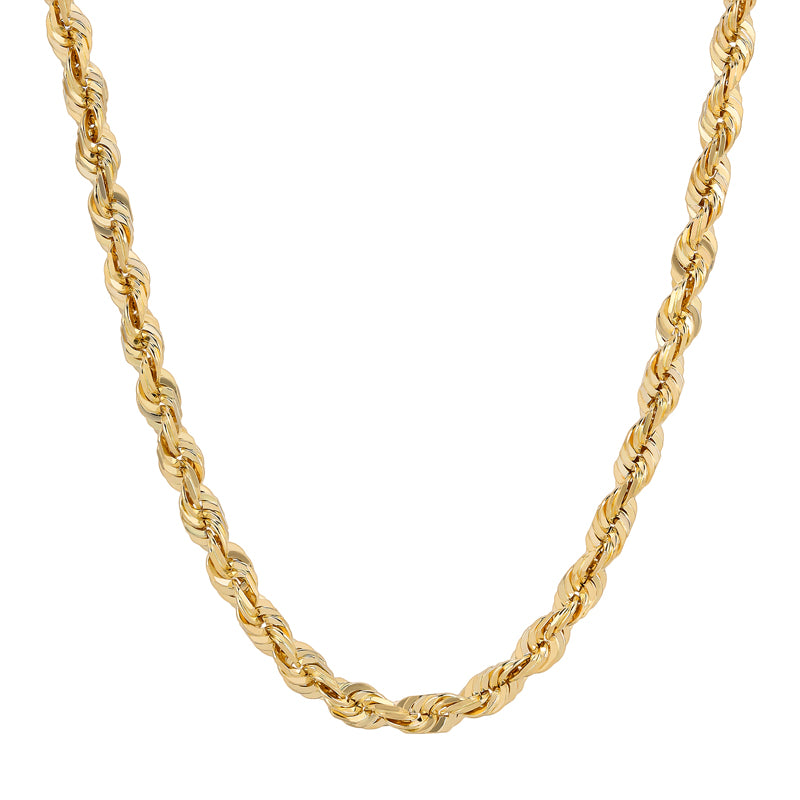 14K REAL Solid  Solid Yellow Gold 1.50mm-10.00mm Diamond Cut ROPE Chain