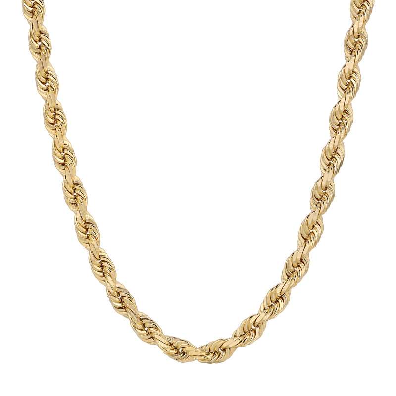 10K REAL Hollow Yellow Gold 1.50mm-7.00mm Diamond Cut ROPE Chain