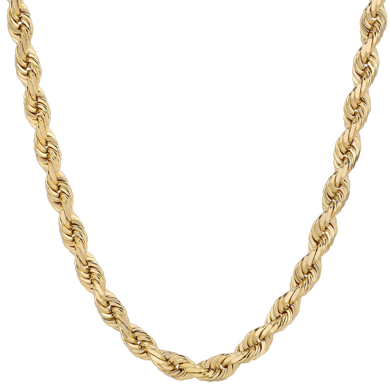 14K REAL Solid  Solid Yellow Gold 1.50mm-10.00mm Diamond Cut ROPE Chain