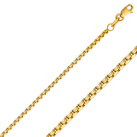 14K REAL Hollow Yellow Gold 1.80mm BOX Chain