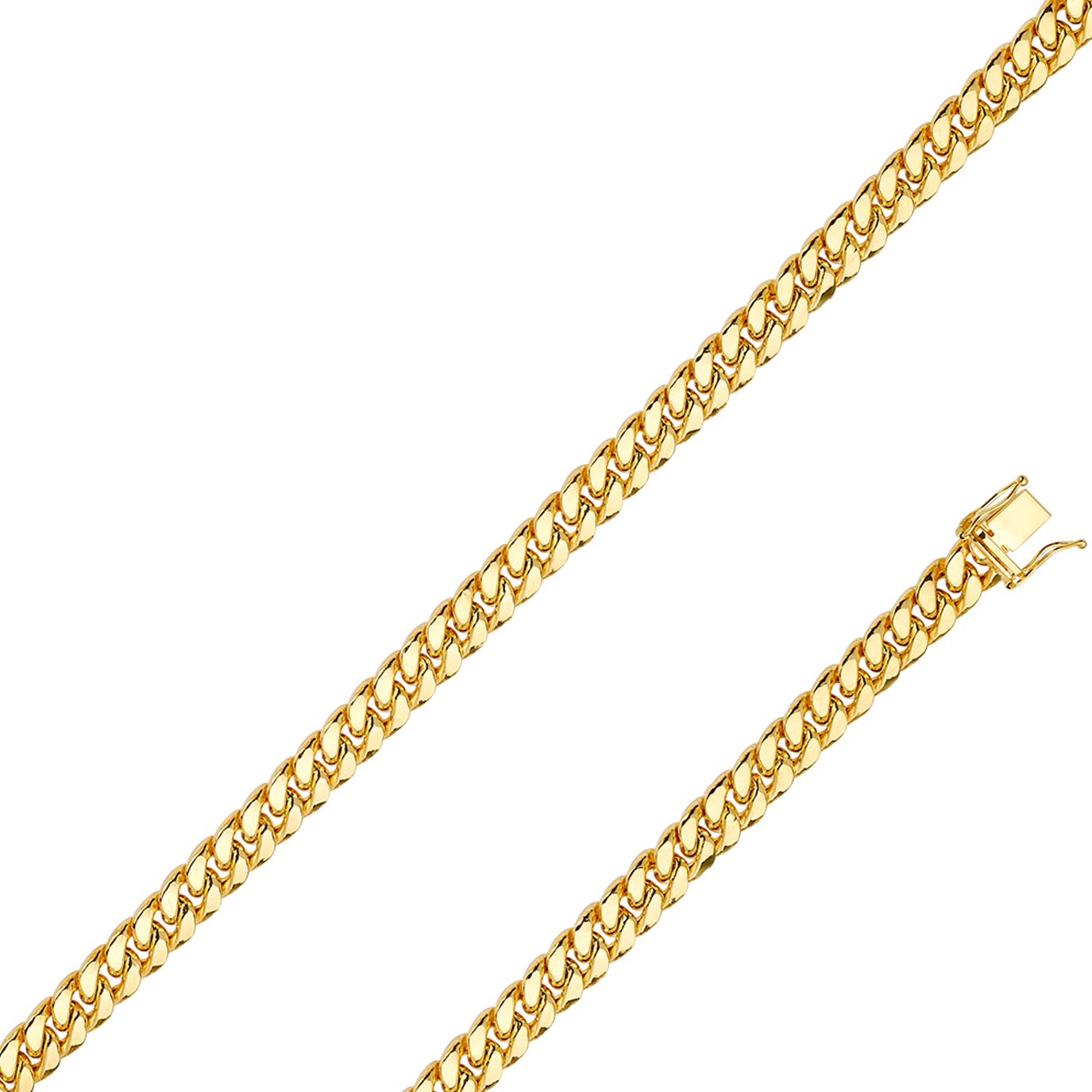 10K REAL Hollow Yellow Gold 3.00mm-11.00mm MIAMI CUBAN Chain