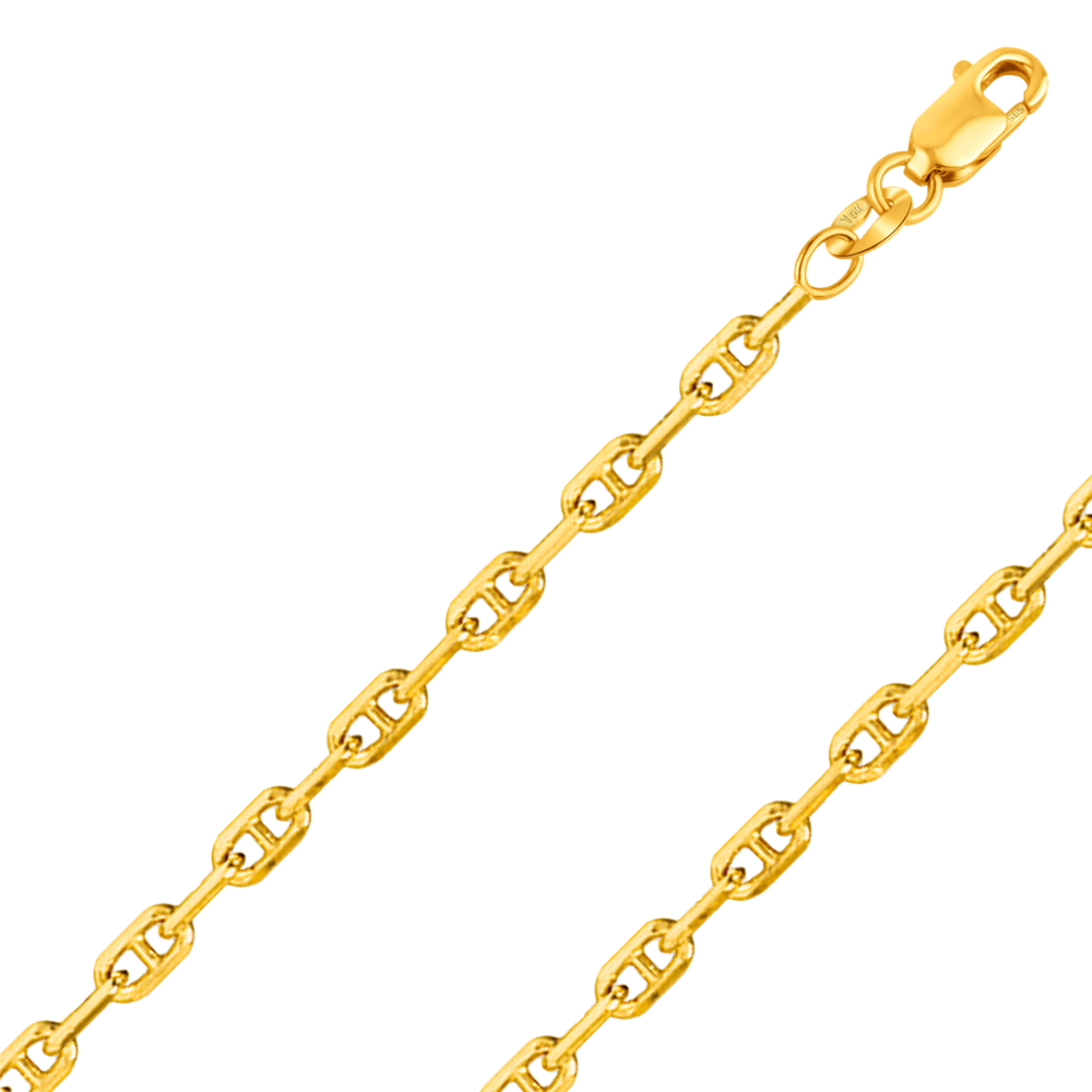 REAL Solid 14K or 10K Yellow Gold Diamond Cut 1.50mm Mirror Anchor Mariner Link Chain Pendant Necklace, with Lobster Claw Clasp | Multiple Lengths Available | Men Women | MADE IN ITALY