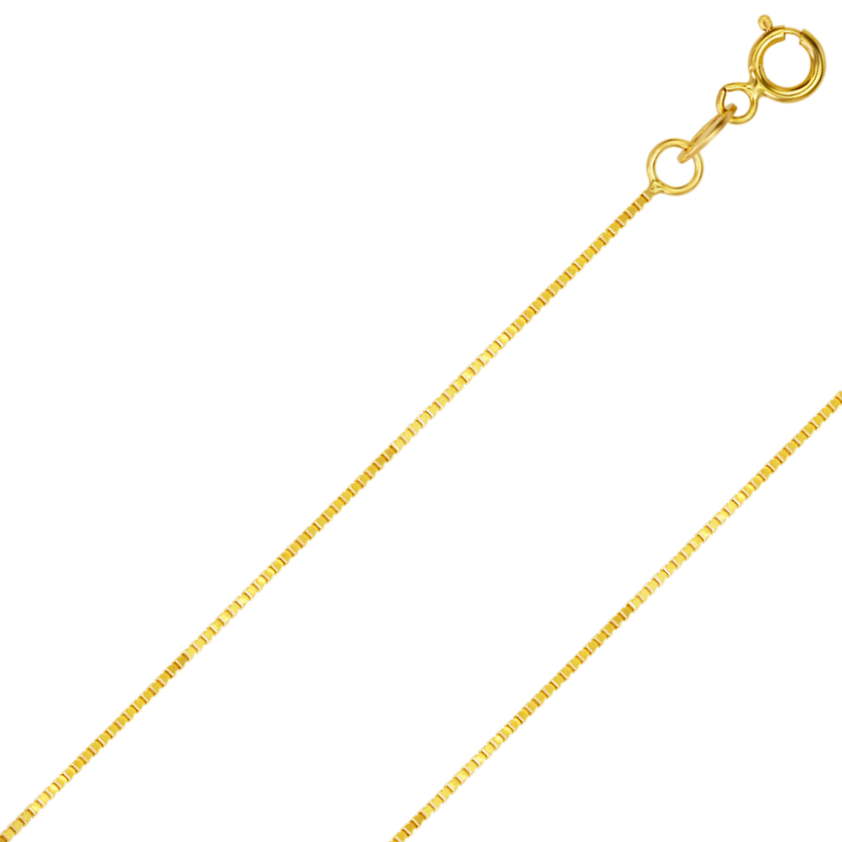 Corrente de caixa com corte de diamante de 4 lados em ouro amarelo ou branco 14K REAL sólido 0,6 mm-1,2 mm 