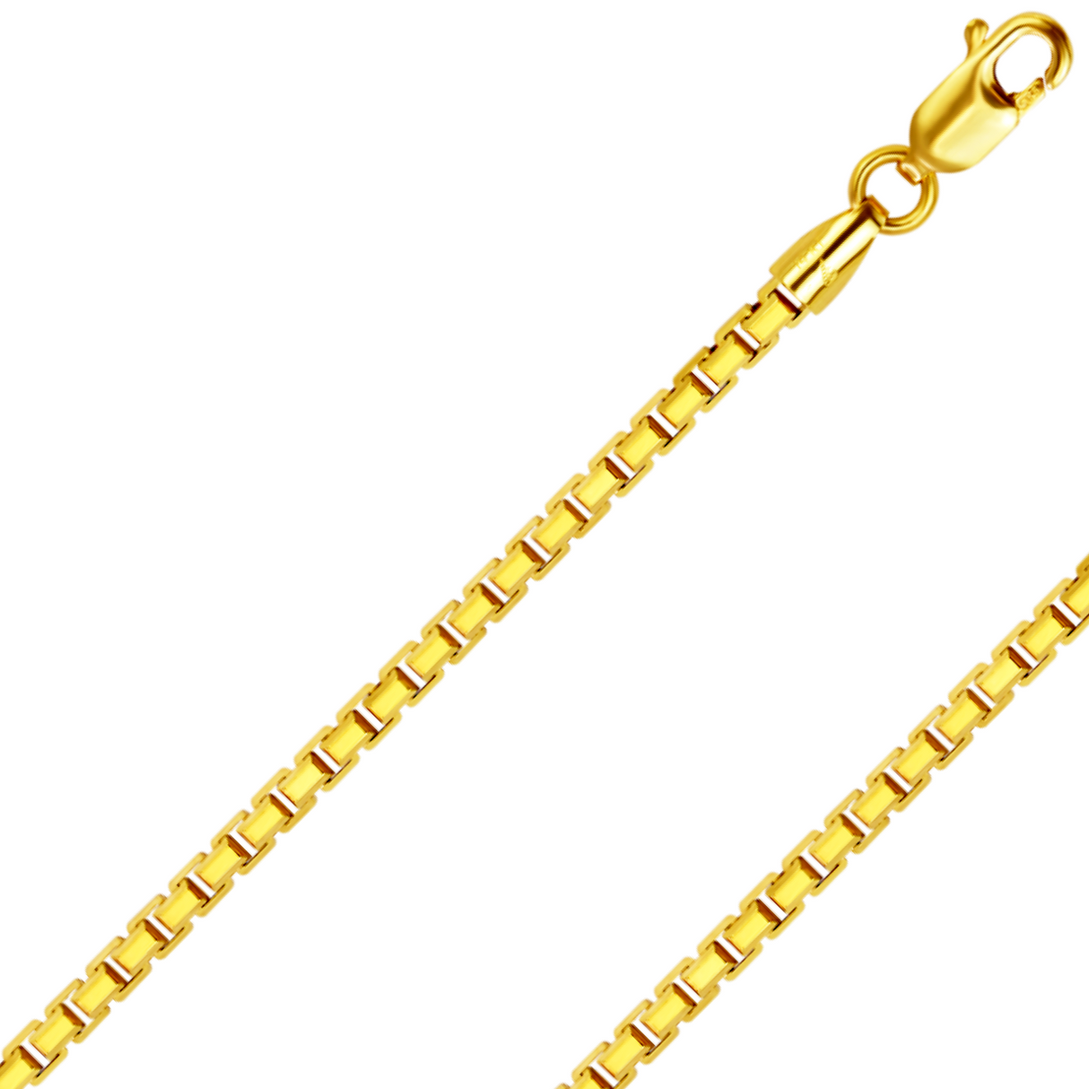 Corrente de caixa com corte de diamante de 4 lados em ouro amarelo ou branco 14K REAL sólido 0,6 mm-1,2 mm 