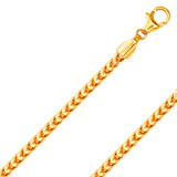 10K solid yellow gold Franco chain with diamond-cut design, showcasing clasp and detailed craftsmanship.