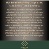 Jewelry maintenance tips with cleaning instructions and advice from Italian Fashions.