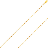 14K REAL Solid Yellow Gold 1.50mm - 4.20mm Diamond Cut Paperclip Chain Necklace Men Women Jewelry