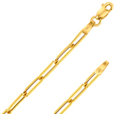 Colar de corrente de clipe de papel com corte de diamante de 1,50 mm - 4,20 mm em ouro amarelo sólido 14K REAL para homens e mulheres joias 